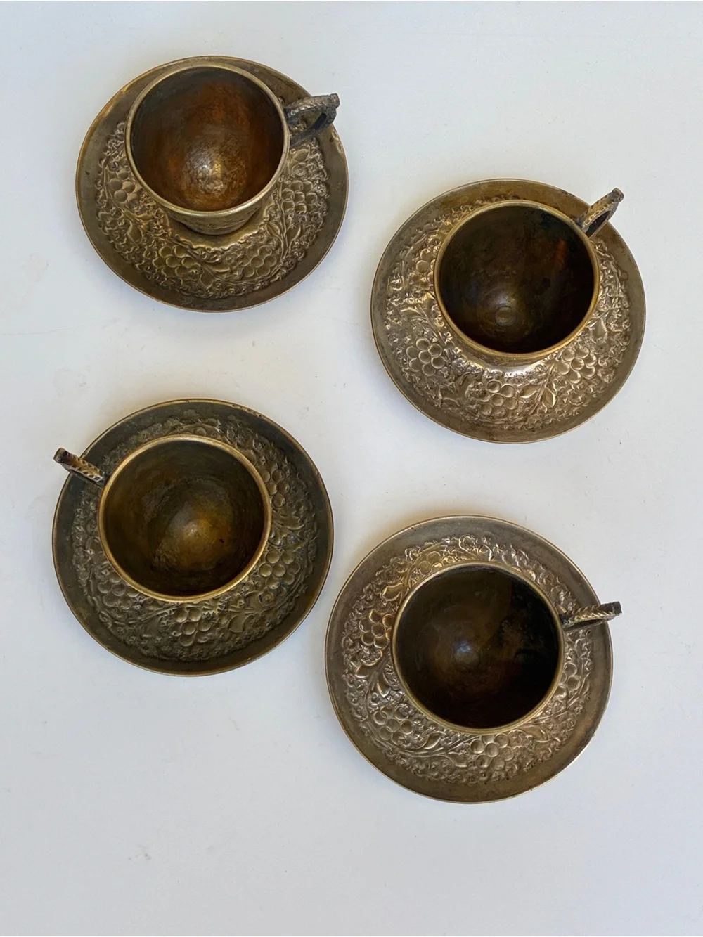 Vintage 16-Pc Solid Brass  Tea/Coffee  Sets Serve for 8